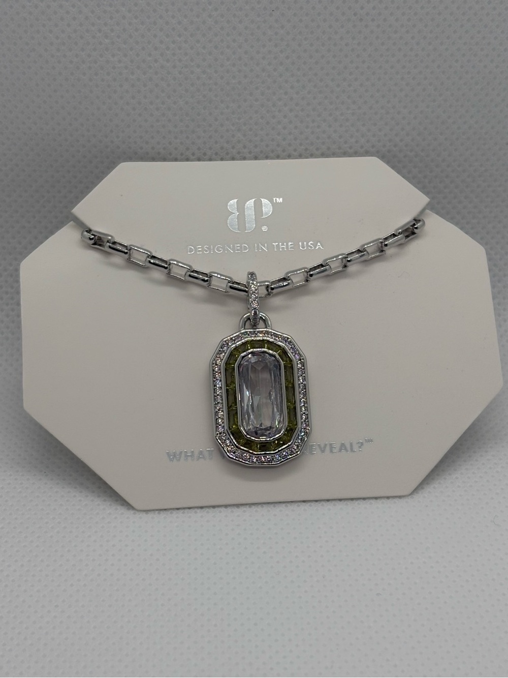 Diamond Cubic Zirconia & Peridot August Birthday Collection Necklace